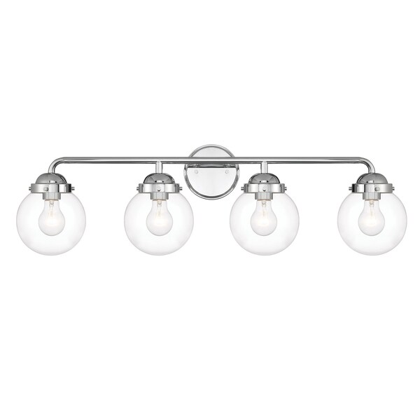 Designers Fountain Knoll 33in 4-Light Chrome Retro Modern Indoor Vanity Light with Clear Glass Shades 95904-CH - main
